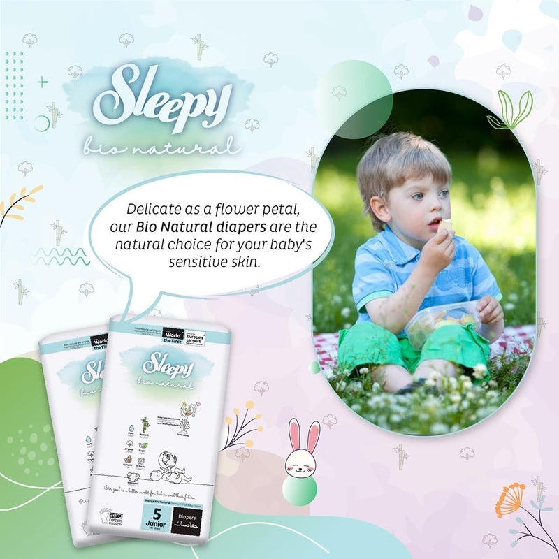 Sleepy Bio Natural Premium Size 5 Diapers | 100 Count | Hypoallergenic & Eco-Friendly - Image 2